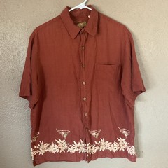 Caribbean Men’s Silk Blend Button Up Tropical Size L Martini Glasses