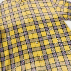 VALE Forever Beaded Gradient Vintage Check Long-Sleeved Shirt Jacket