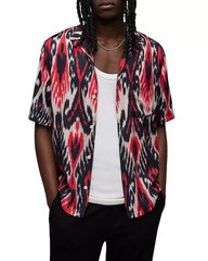 ALLSAINTS Stoic Geometric Shirt Men Medium Relaxed Fit Loop Collar NWOT $149