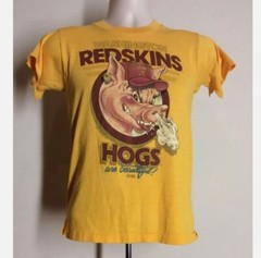 Vtg 1983 Washington Redskins Hogs Gold T-Shirt short sleeve tee
