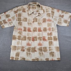 Southpole Mens XL Button Up Shirt Short Sleeve Abstract Tan Brown Y2K Streetwear