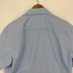 Omega Italy Mens Short Sleeve Button Down Shirt Light Blue Size Large 16-16.5
