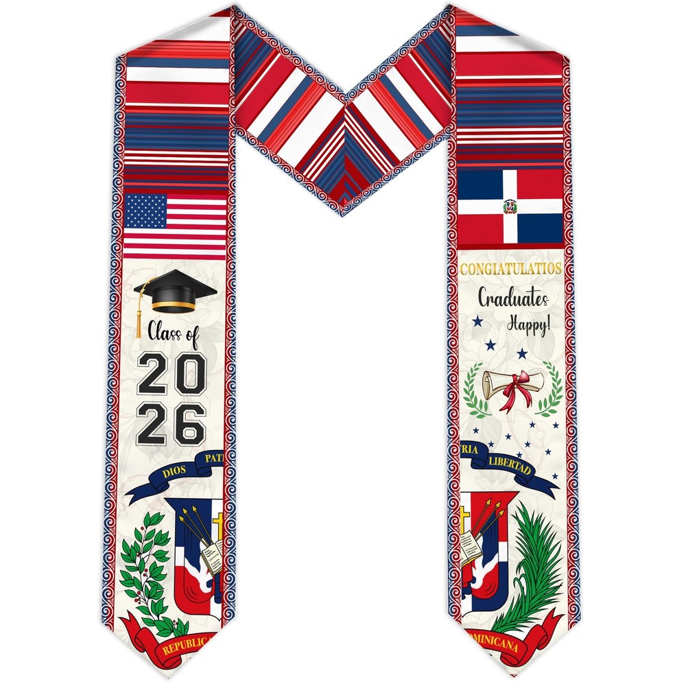Dominican Republic Graduation Sash, Dominican Republic American Flag Graduati…