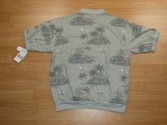 VINTAGE NWT SUN CASUALS TIKI HAWAIIAN GRAY GOLF POLO SHIRT SIZE XL