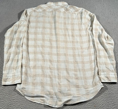Billy Reid Shirt Mens XL Beige White Plaid Standard Fit Button Up Casual Wear