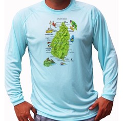 St Lucia Map Island Sport Long Sleeve UPF 50 T-Shirt UV Protection Beach