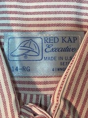Vtg NOS LS Work Wear Red Kap Executive White Red Striped Button Shirt USA 14 RG