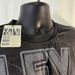 Vale Forever Faith Bling T-shirt Mens Size XL Black Rhinestone Distressed