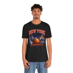 New York Basketball Forever T Shirt Skyline Graphic Tee Orange Blue NY DTF 3600