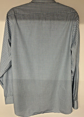 Van Heusen Flex Collar Blue Green White Gingham Dress Shirt 16 34/35 Regular Fit
