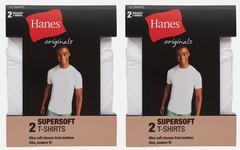 Hanes Originals Ultimate Men’s SuperSoft Crewneck Undershirt, White, 4-Pack M