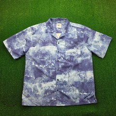 Spicy Tuna Coastal Outfitter Hawaiian Camp Shirt Mens Large Blue Button Up Beach