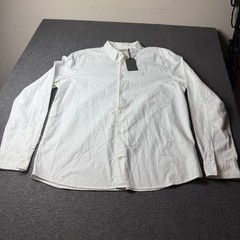 Allsaints HERMOSA Button Down Shirt Mens Large White Long Sleeve Shirt NWT