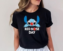 Red nose day 2025 tshirt uk , kids comic relief 2025 t-shirt , Half Stitch