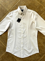Mizzen+Main Leeward Performance Dress Shirt S Trim Fit White Circle Texture NWT