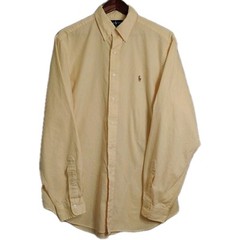 Ralph Lauren Shirt Mens 16L-34/35 Yellow Yarmouth Oxford Flesh Pony Long Sleeve