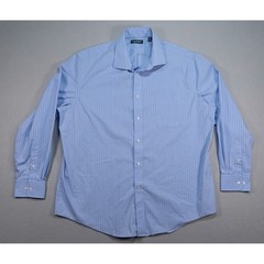 Lauren Ralph Lauren Men Blue Stripe Shirt XL 17.5 34/35 Button Front Long Sleeve