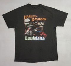 Vintage 80s Harley Davidson Distressed Single Stitch Louisiana USA T Shirt L