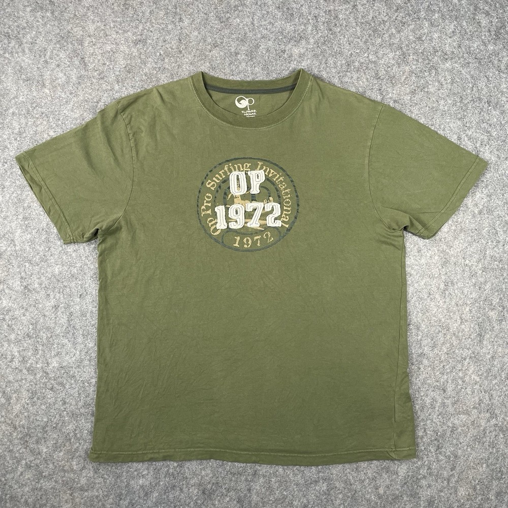 OP Pro Surfing Invitational 1972 T-Shirt Mens XL Green Army Patch Military Style