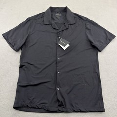 Porter & Ash Kinetic Stretch Camp Shirt Mens M Black Short Sleeve 4-Way Stretch