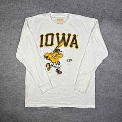 Rockwood Bandwagon Iowa Hawkeyes Baseball Graphic T-Shirt White Long Sleeve L