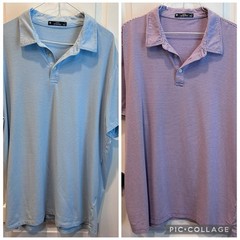 Member’s Mark Men’s Lot Of 2 Striped Polo Shirt Blue/White, Purple/White XL