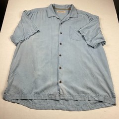 Tommy Bahama Silk Camp Shirt Golf Tiki Drink XL Embroidered Blue Beach Top FADED