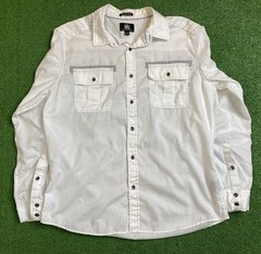 Rock & Republic Shirt Mens Large Button Down White Easy-Care Fabric Lightweight