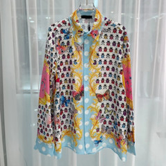 Button Down Shirt Men Fashion Color Mix Print Summer Long Sleeve Casual Shirts