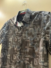 Silver Stone Collection Mens Button Up Shirt Geometric Maze Size Medium