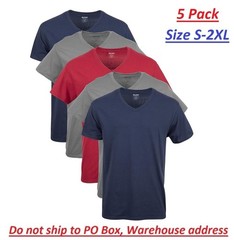 Gildan Adult Men’s Short Sleeve V-Neck Assorted Color T-Shirt, 5-Pack, Sizes S-2