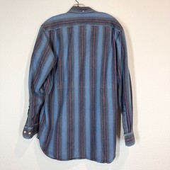 Ralph Lauren Vintage Chaps Shirt Large Blue Western Striped Button Down 90s
