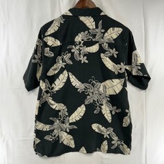 Tommy Bahama Relax Button Shirt Mens M Black Tropical Leaf Floral Aloha Camp