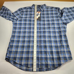 Pendleton Shirt Mens XXL Blue Gray Plaid Cotton/Wool Blend Landry Button Down