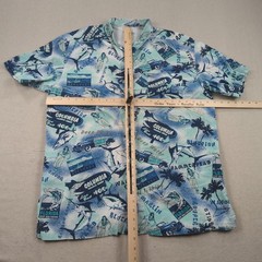 Columbia PFG Shirt Mens Large Blue AOP Fishing Omni Shade Camp Vented