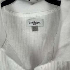 Goodfellow & Co Mens White Ribbed Short Sleeve Johnny Collar Polo Shirt XXL NWT
