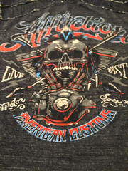 Affliction Men’s 2XL Black Skull Biker Graphic Print Cotton Knit LS Crew Tee