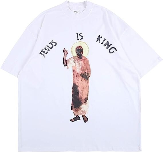 KANYE WEST T-SHIRT JESUS IS KING SUNDAY SERVICE High Neck Hip Hop – Small
