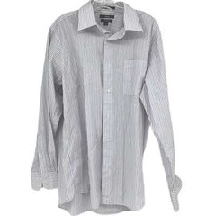 Apt. 9 White & Purple Striped Button-Up Shirt | V-Neck, Long Sleeve
