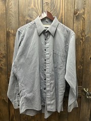 Men’s John Henry Long Sleeve Dress Shirt Grey Striped Wrinkle Less