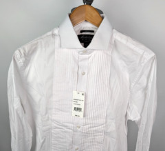 NWT MCHELSONS Tuxedo Shirt Sz 15.5 – 34/35 Slim Fit White Pleated French Cuff
