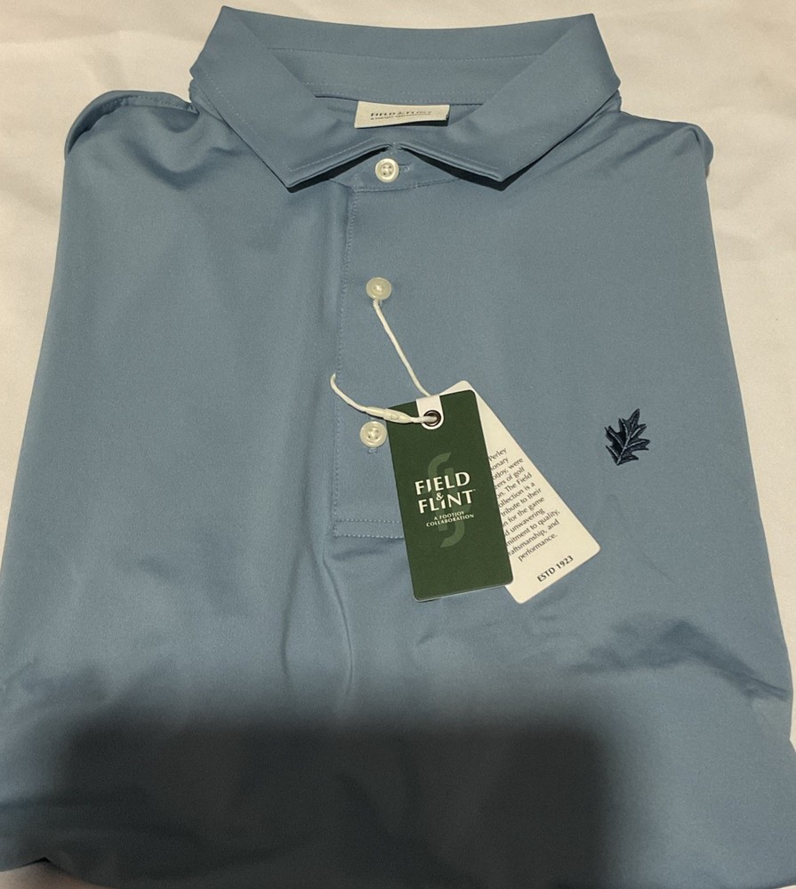 ➿ Field & Flint Footjoy Flint FF Solid Polo, LARGE, lisle smoke