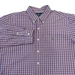 Ralph Lauren Shirt Mens XL Designer Preppy Purple Plaid Colorful Classic Office