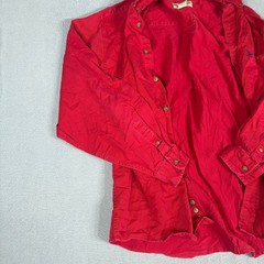 Eddie Bauer Mens L Red Cotton Twill Long Sleeve Button Down Shirt Pocket