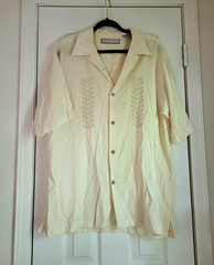 Monte Carlo Men’s Large Beige Button-Up Collar Shirt Blokecore 70s Vintage