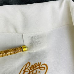 Vintage Iolani Beau Tiki Hawaiian Wedding Shirt Mens M White Made in USA Lace