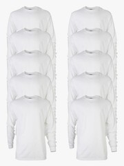 Gildan G2400 Ultra Cotton Long Sleeve T-Shirt White 10-Pack Unisex Size L