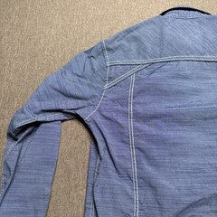 Various Artists Pearl Snap Shirt Mens M Western Blue Contrast Stitch Roll Sleeve