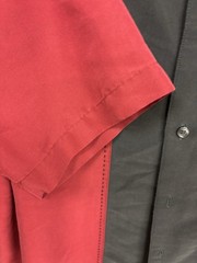 Axist Silk Touch Men’s Retro Bowling Camp Shirt Red Black Colorblock Size XL EUC