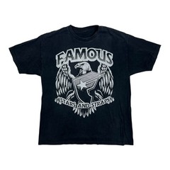 Vintage Famous Stars & Straps T-Shirt Mens Large Black Eagle Logo Streetwear Y2K